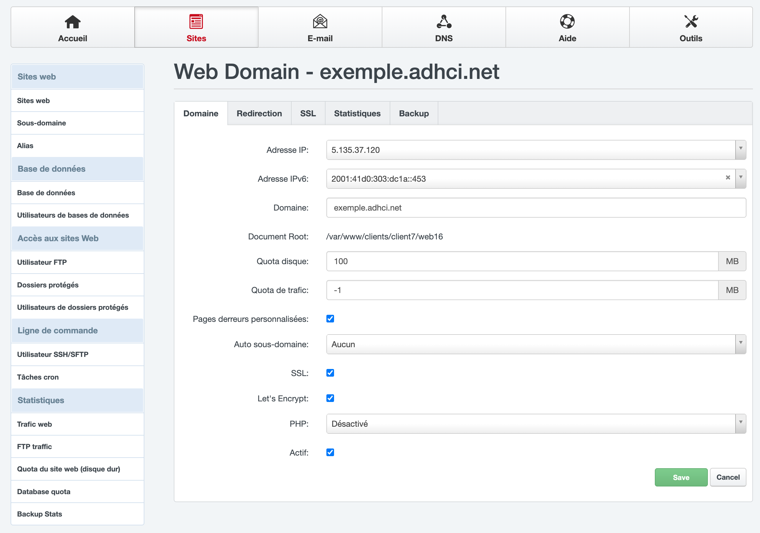 Hébergement web - Interface de gestion ISPConfig intuitive et complète