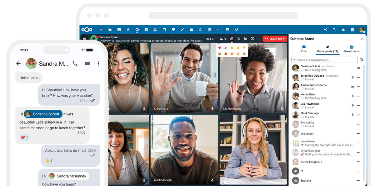 Nextcloud - Communication unifiée : messagerie instantanée et visioconférence